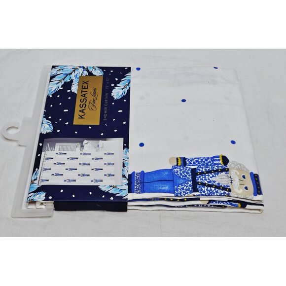 Kassatex Fine Linens Nutcracker Shower Curtain 72" X 72" White & Blue Polyester - Picture 2 of 3